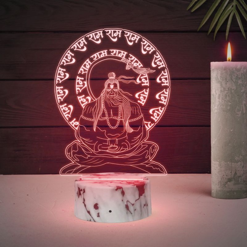 3D Illusion Lord Hanuman Night Lamp with Multicolor Led Lamp Devotional Table Lamp Home Office Pooja Room Decoration Light